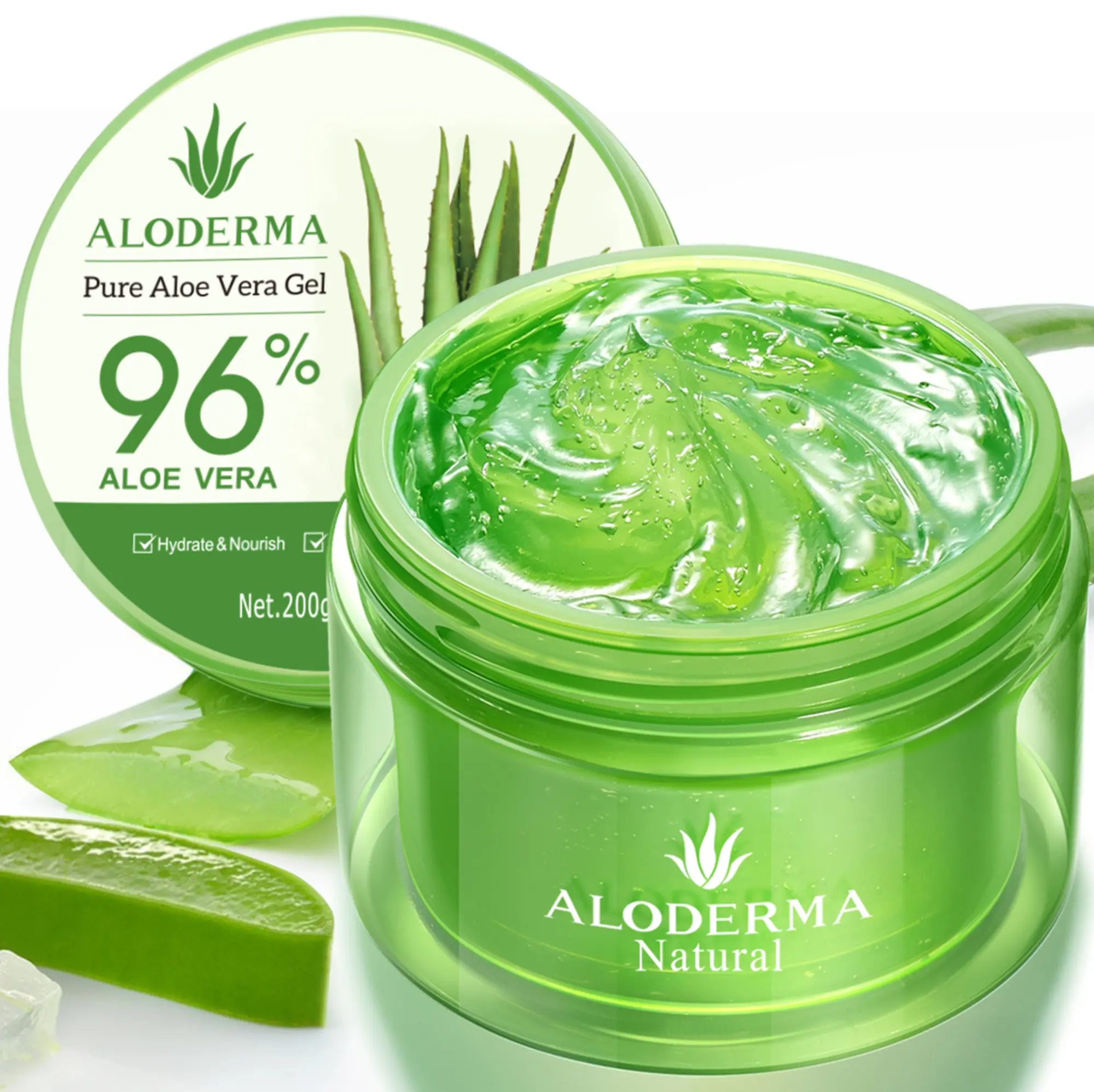ALODERMA Pure Aloe Vera Gel – 96% Organic Aloe, Harvested Fresh within 12 Hours | 7.05 oz