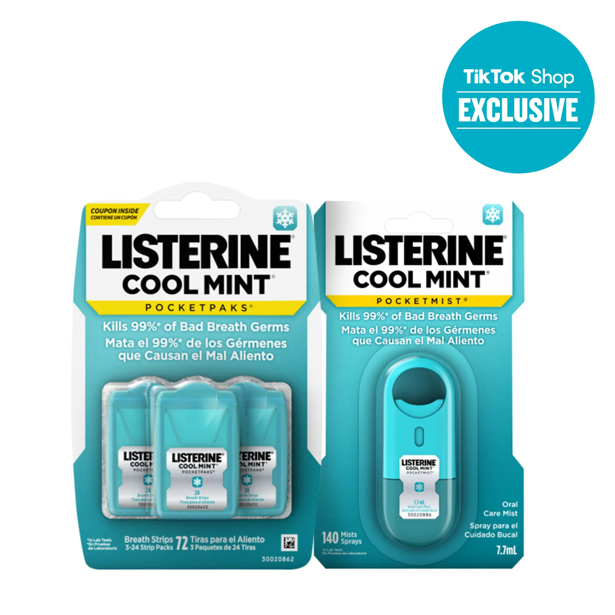 Listerine Duo Pack – PocketPaks Breath Strips + Pocketmist Spray | Cool Mint & Freshburst