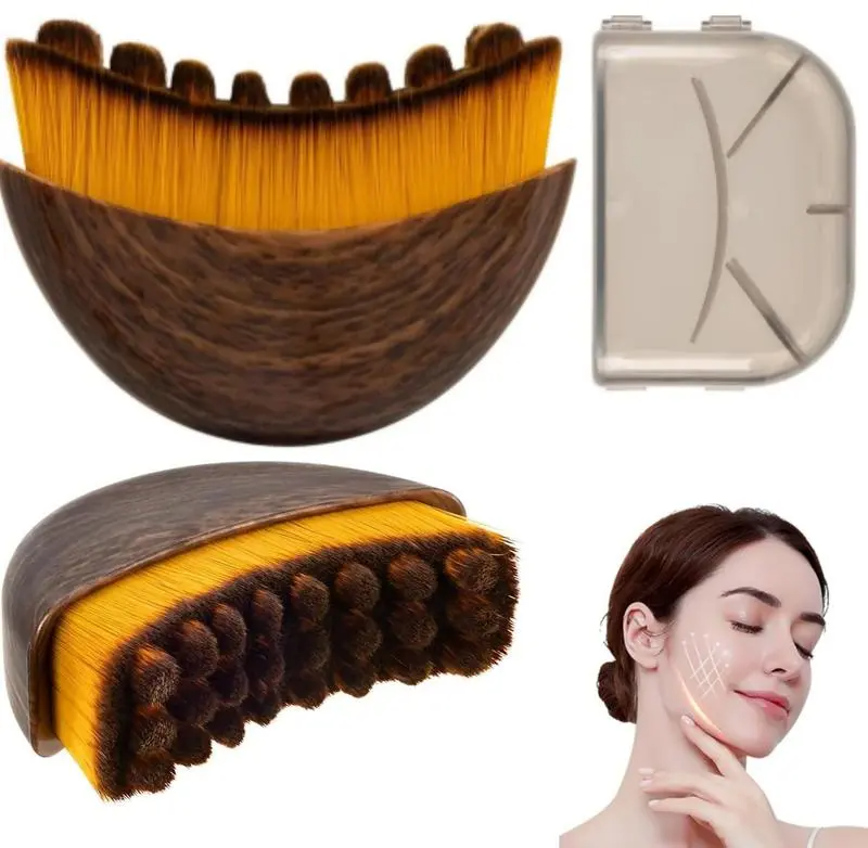 Lymphatic Contour Facial Brush – Ergonomic Jawline Sculpting & Depuffing Dry Brush for Drainage & Circulation