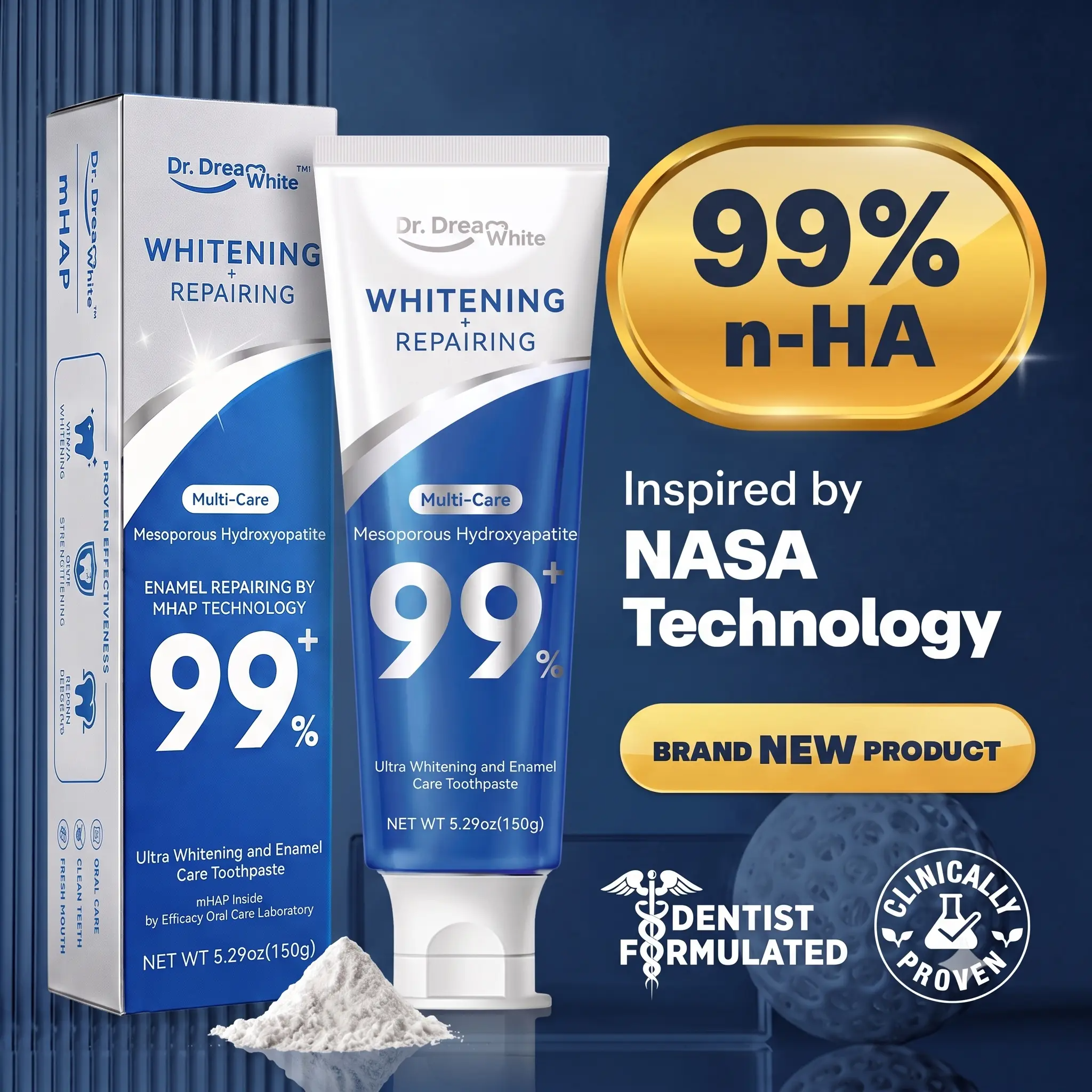 Dr.DreamWhite Nano-Hydroxyapatite Toothpaste – Whitening, Enamel Repair & Anti-Sensitivity | Jasmine Green Tea | 5.29 oz