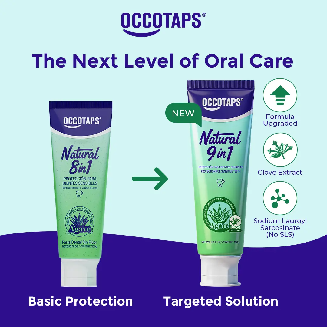 OCCOTAPS Agave Natural Herbal Toothpaste – Blue Agave Extract, Whitening & Enamel Strengthening | Fluoride-Free, Probiotics & Niacinamide