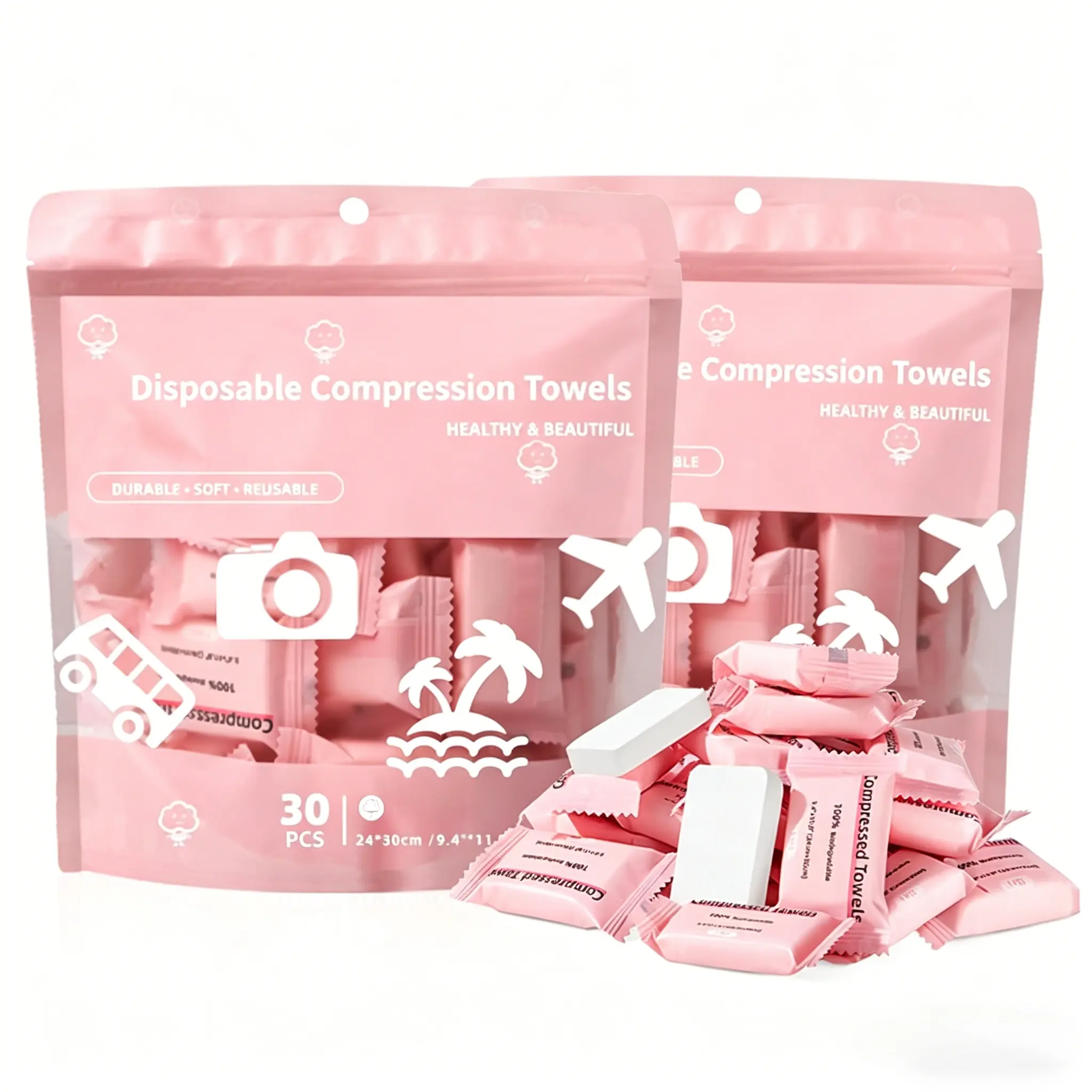 Disposable Compressed Towel Tablets – Portable Magic Expanding Towels for Travel, Gym & Home | 2 or 3 Pack