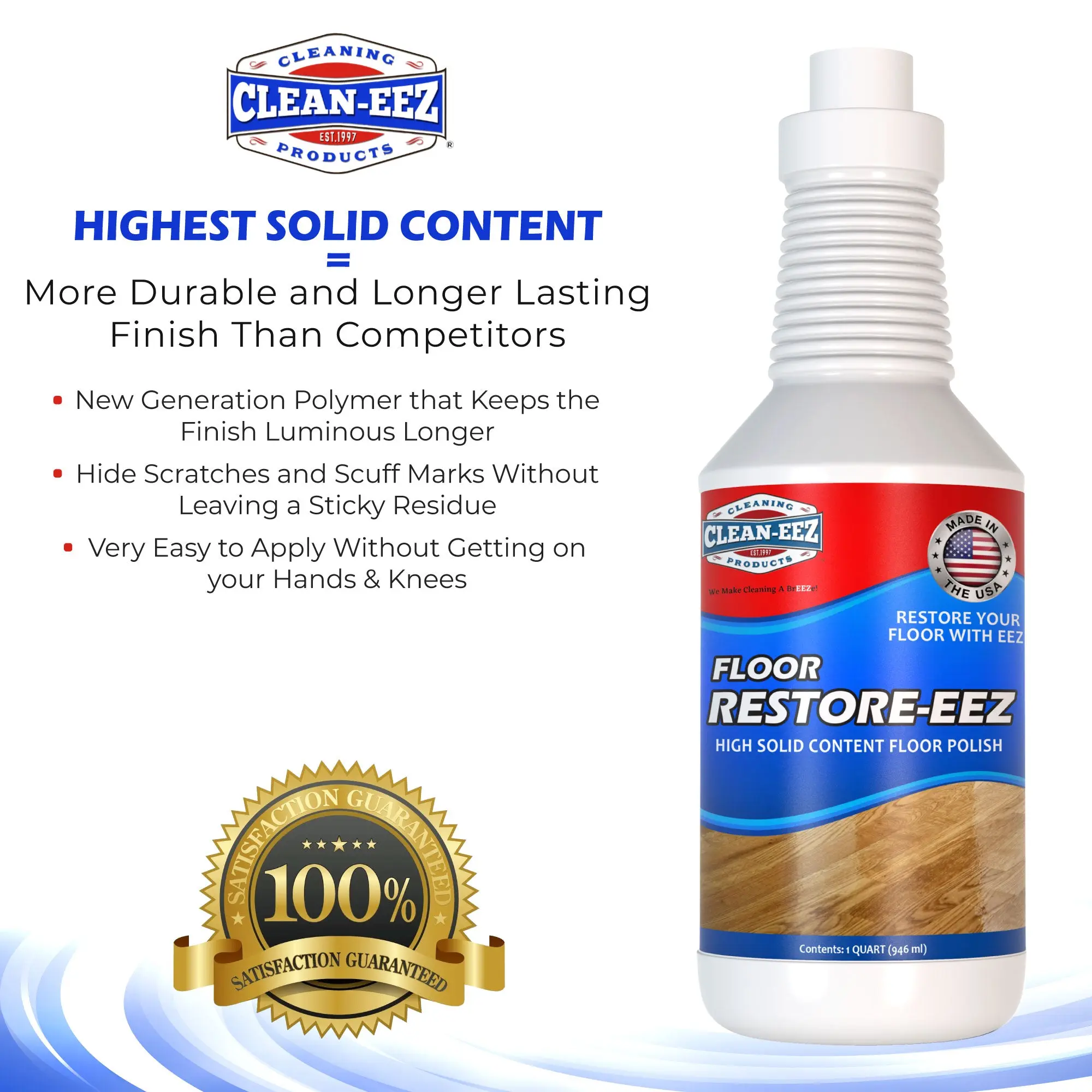 Floor Restore-Eez | High-Solid Floor Polish & Restorer for Wood, Laminate, Vinyl & Bamboo