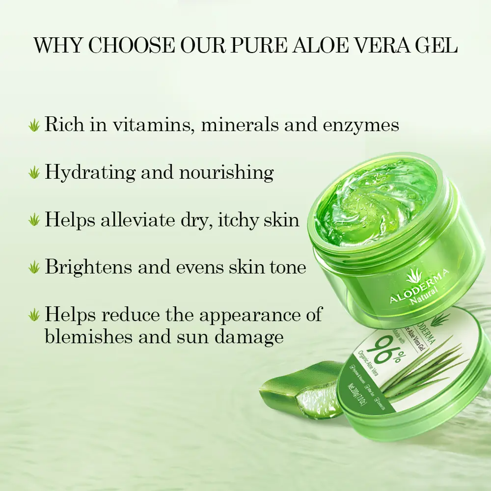 ALODERMA Pure Aloe Vera Gel – 96% Organic Aloe, Harvested Fresh within 12 Hours | 7.05 oz