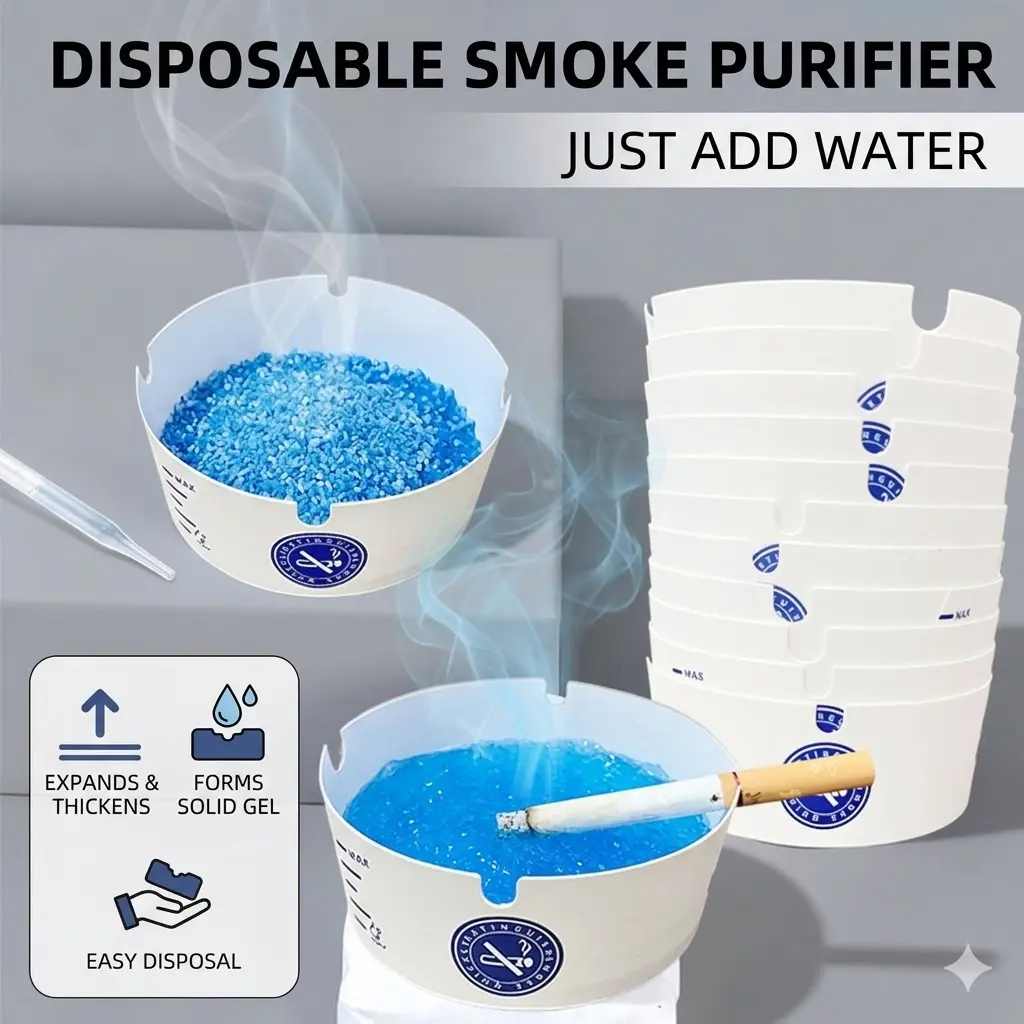 Disposable Foam Ashtrays 25-Pack | Portable, Eco-Friendly with Deodorizing Smokeless Gel – For Home, Car, Camping & Parties
