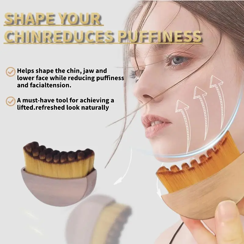 Lymphatic Contour Facial Brush – Ergonomic Jawline Sculpting & Depuffing Dry Brush for Drainage & Circulation