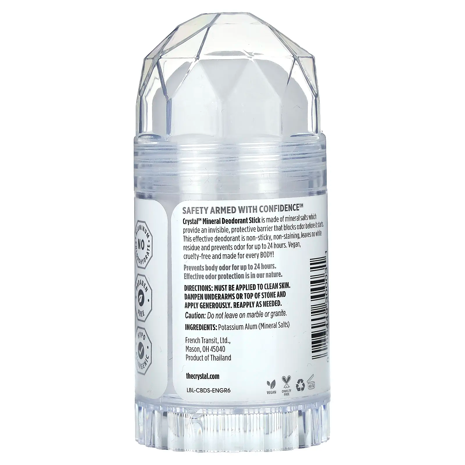 CRYSTAL Mineral Deodorant Stick – Unscented, Aluminum-Free & Vegan | 4.25 oz | 35 Years of Natural Deodorant