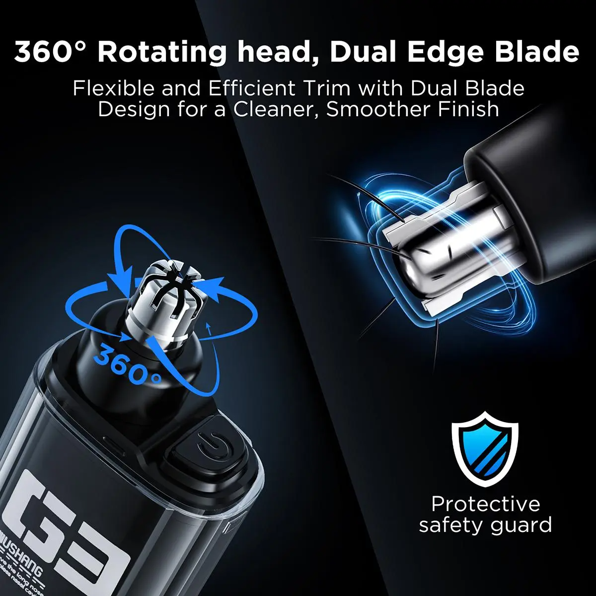 USB Rechargeable Nose & Ear Hair Trimmer – IPX7 Waterproof, LED Display, 360° Dual-Edge Blades | For Men & Women