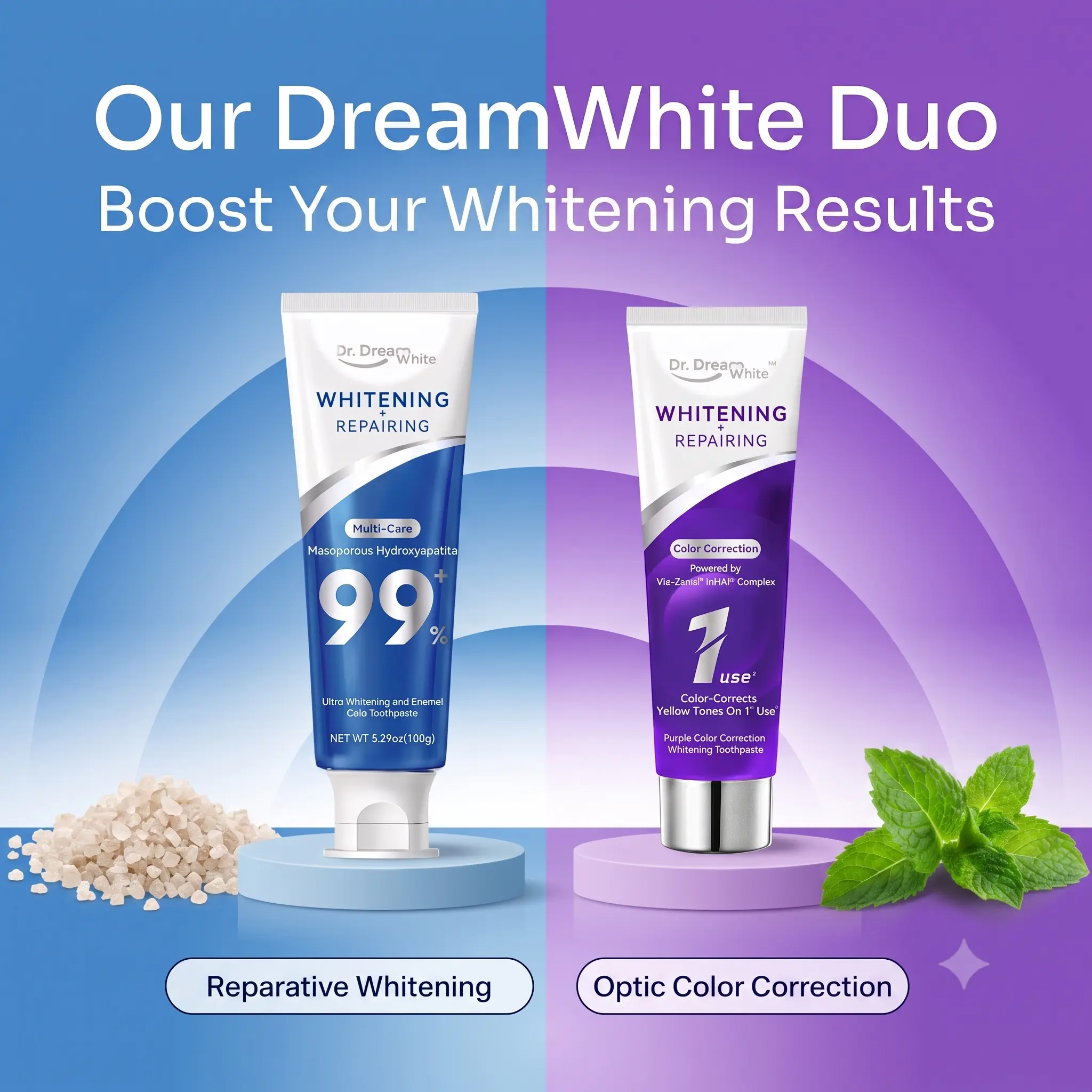 Dr.DreamWhite Nano-Hydroxyapatite Toothpaste – Whitening, Enamel Repair & Anti-Sensitivity | Jasmine Green Tea | 5.29 oz