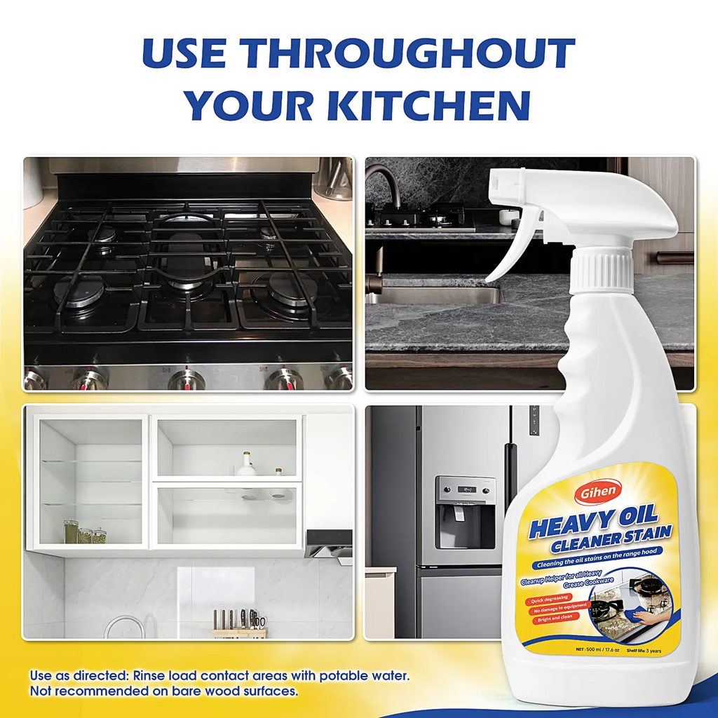 Gihen Multi-Purpose Heavy-Duty Cleaner | Spray & Towel Kit for Kitchen, Oven, Stove, Range Hood & Sink – Cuts Through Grease Fast