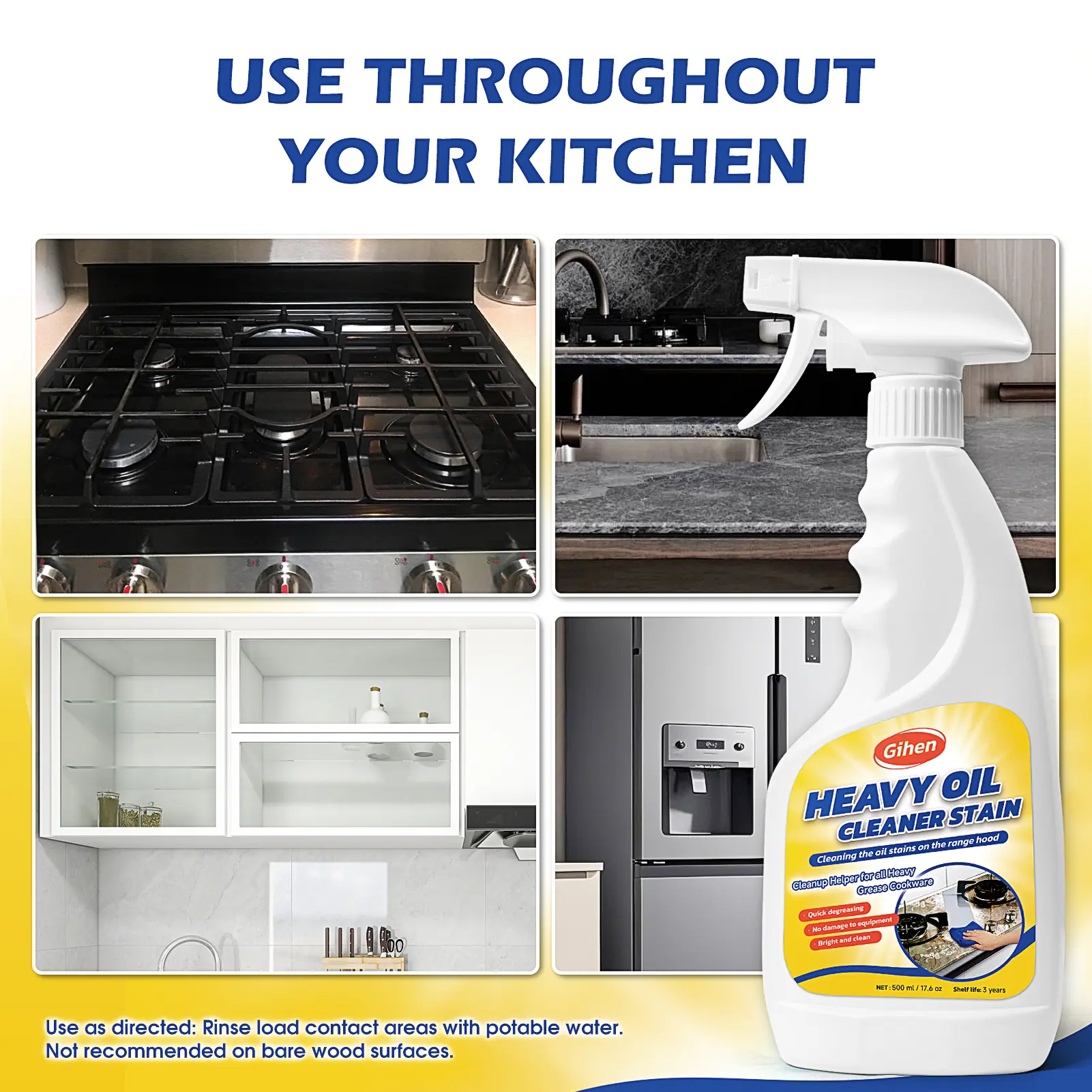 Gihen Multi-Purpose Heavy-Duty Cleaner | Spray & Towel Kit for Kitchen, Oven, Stove, Range Hood & Sink – Cuts Through Grease Fast
