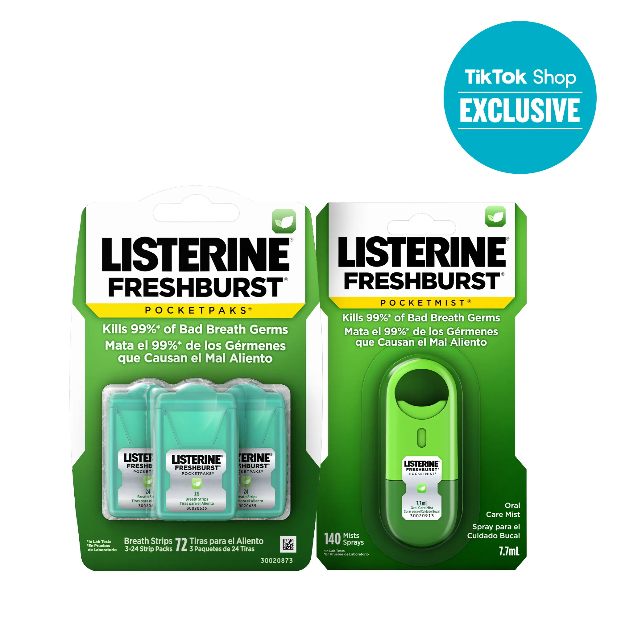 Listerine Duo Pack – PocketPaks Breath Strips + Pocketmist Spray | Cool Mint & Freshburst