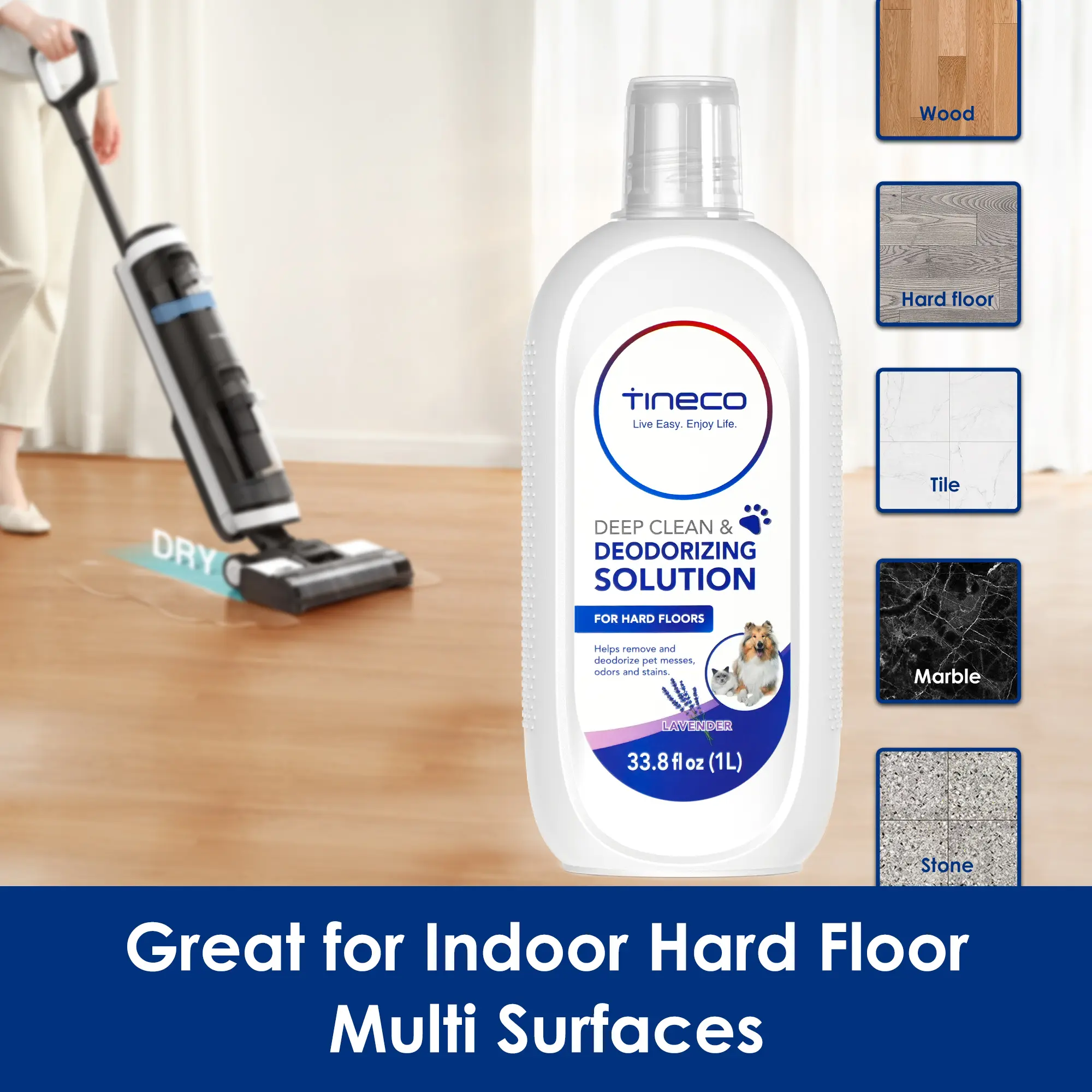 Tineco Multi-Surface Floor Cleaning Solution – Lavender Scent, 33.8 fl oz (1L) | Compatible with iFLOOR, FLOOR ONE S3/S5 & More