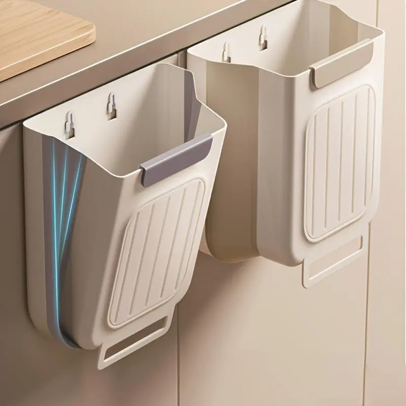 Foldable Hanging Kitchen Trash Can – Space-Saving Cabinet Door Garbage Bin (2-Pack)