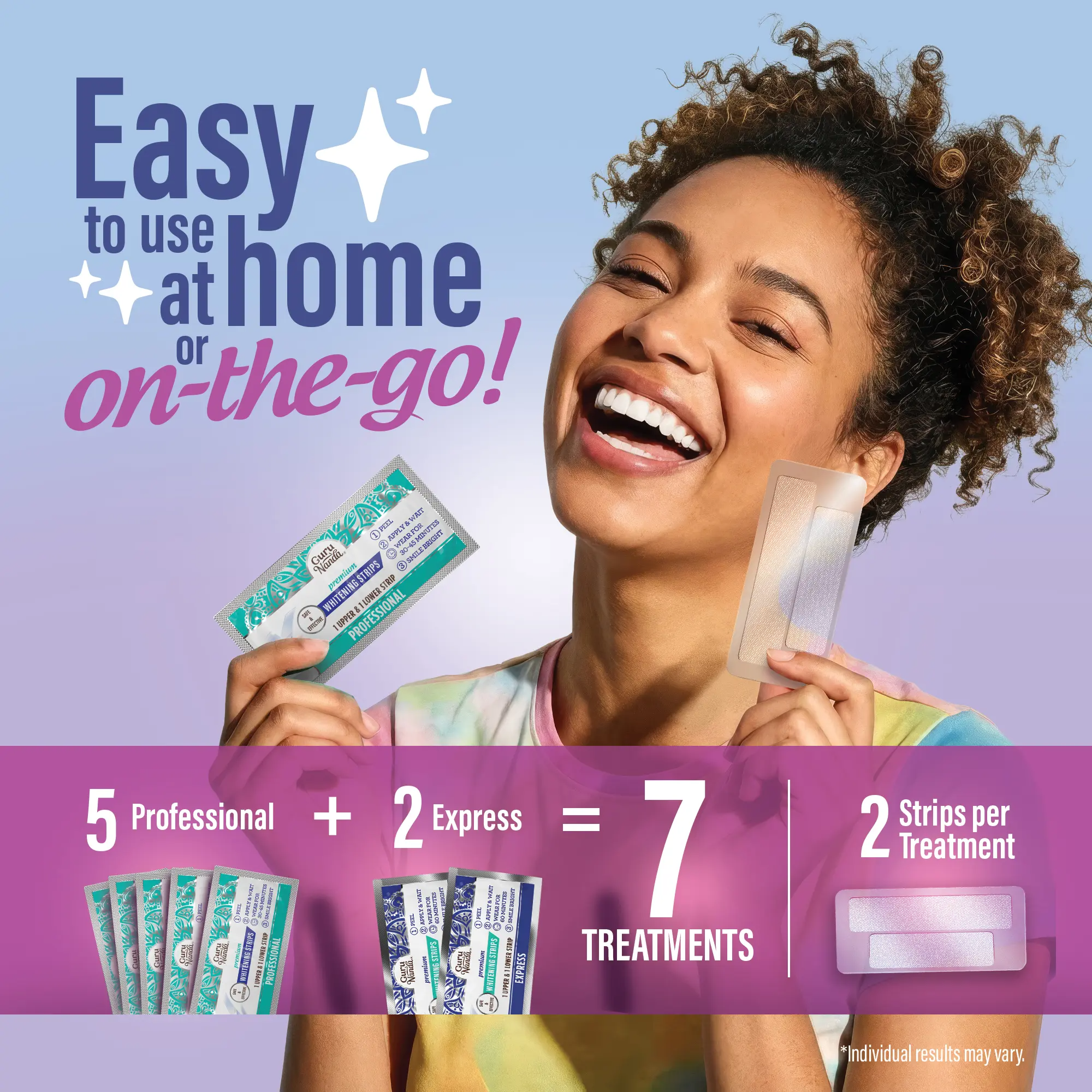 GuruNanda Teeth Whitening Strips – 7-Day Treatment with Coconut Oil | Non-Slip, Vegan & Dentist-Evaluated