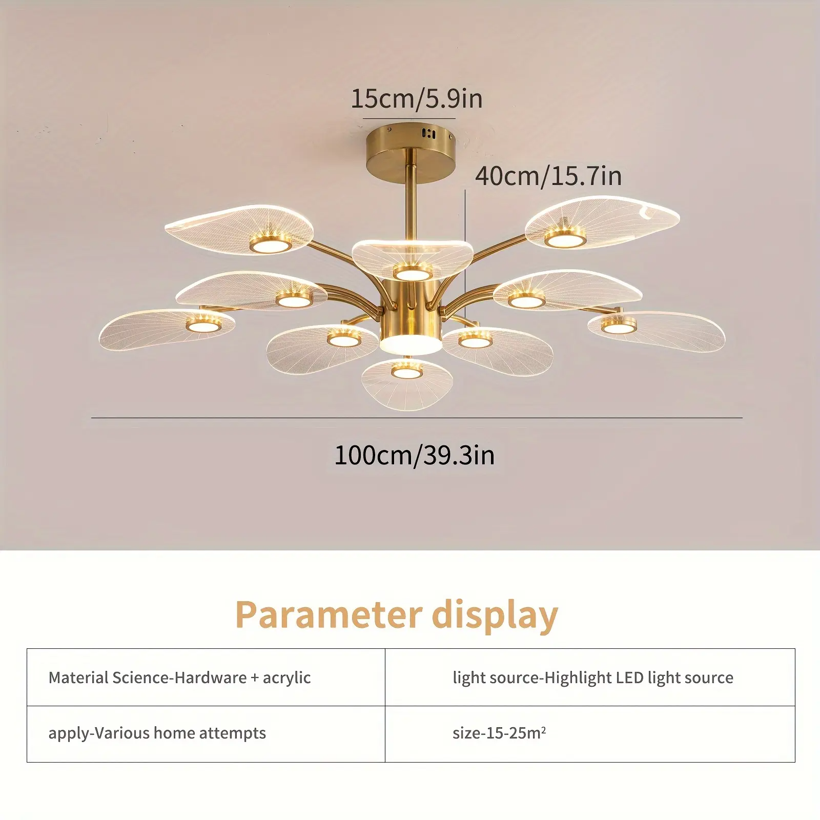 Garwarm Contemporary LED Chandelier – 10-Light Dimmable Sputnik Pendant with Gold Electroplating & Acrylic Shade | Dining Room & Bedroom