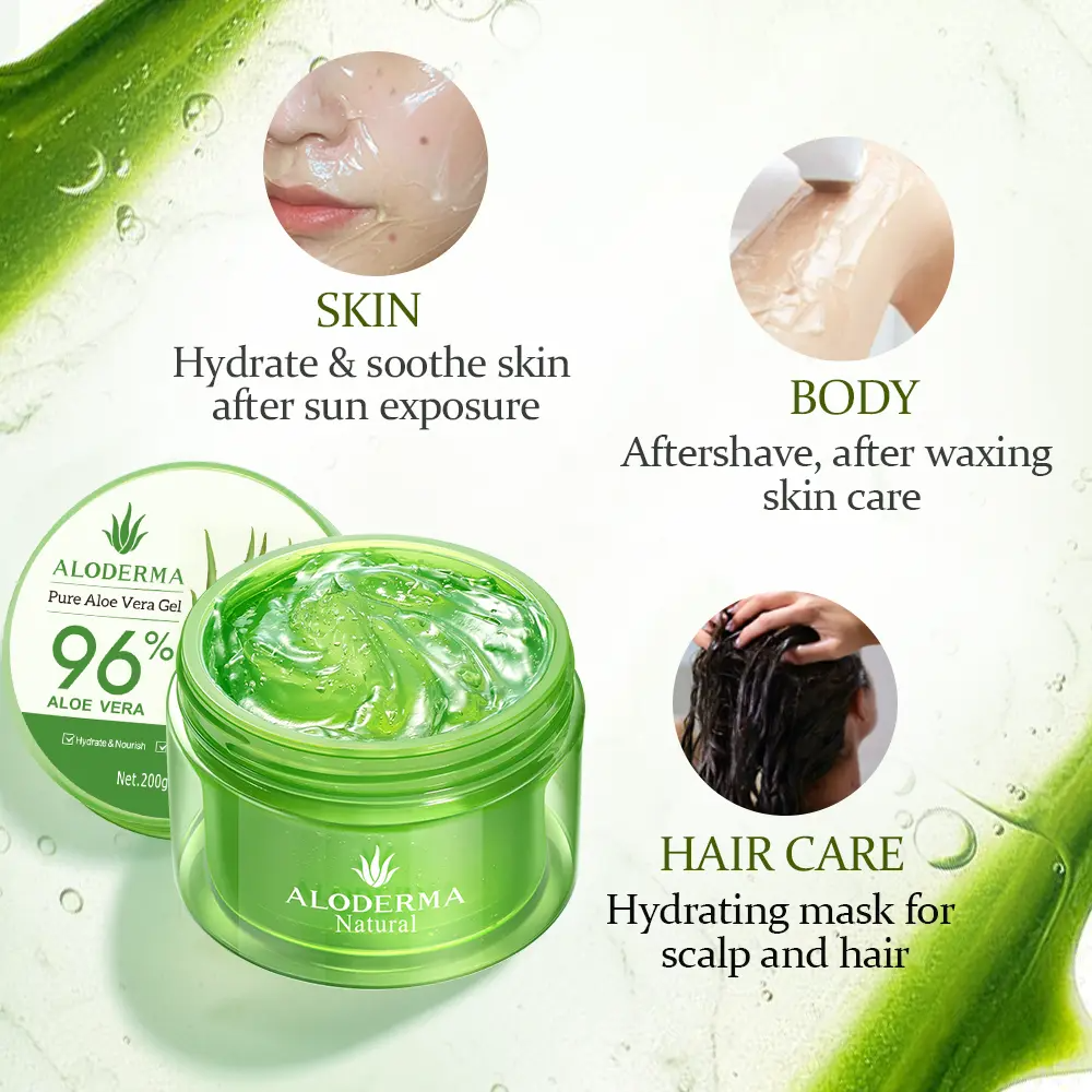 ALODERMA Pure Aloe Vera Gel – 96% Organic Aloe, Harvested Fresh within 12 Hours | 7.05 oz