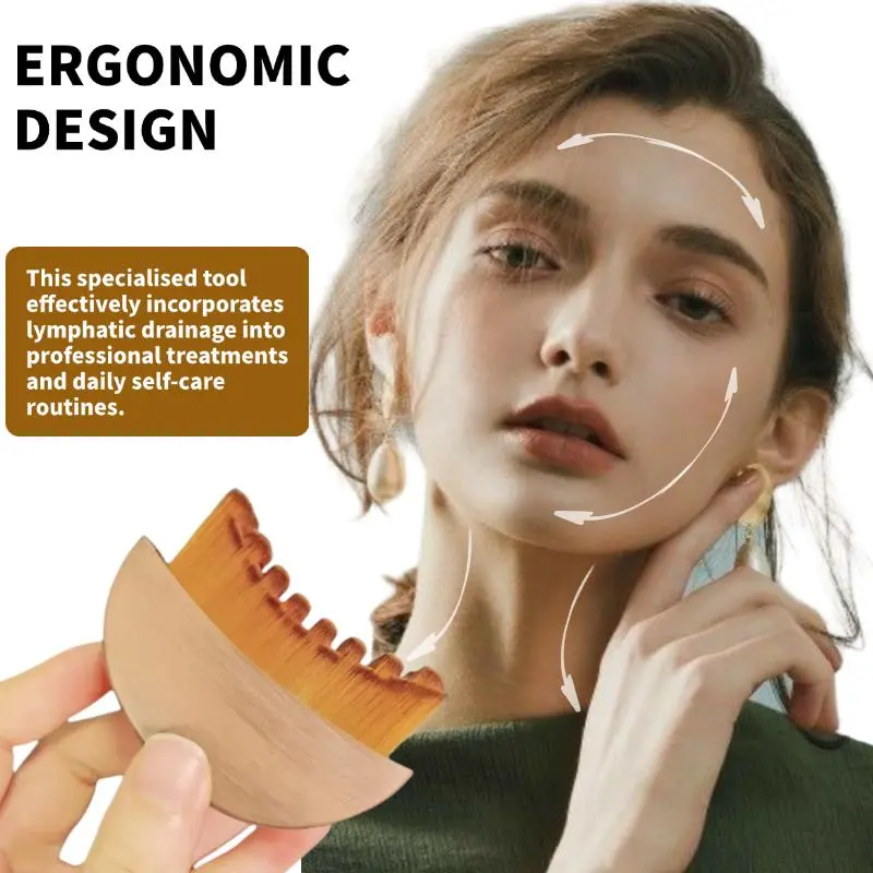Lymphatic Contour Facial Brush – Ergonomic Jawline Sculpting & Depuffing Dry Brush for Drainage & Circulation