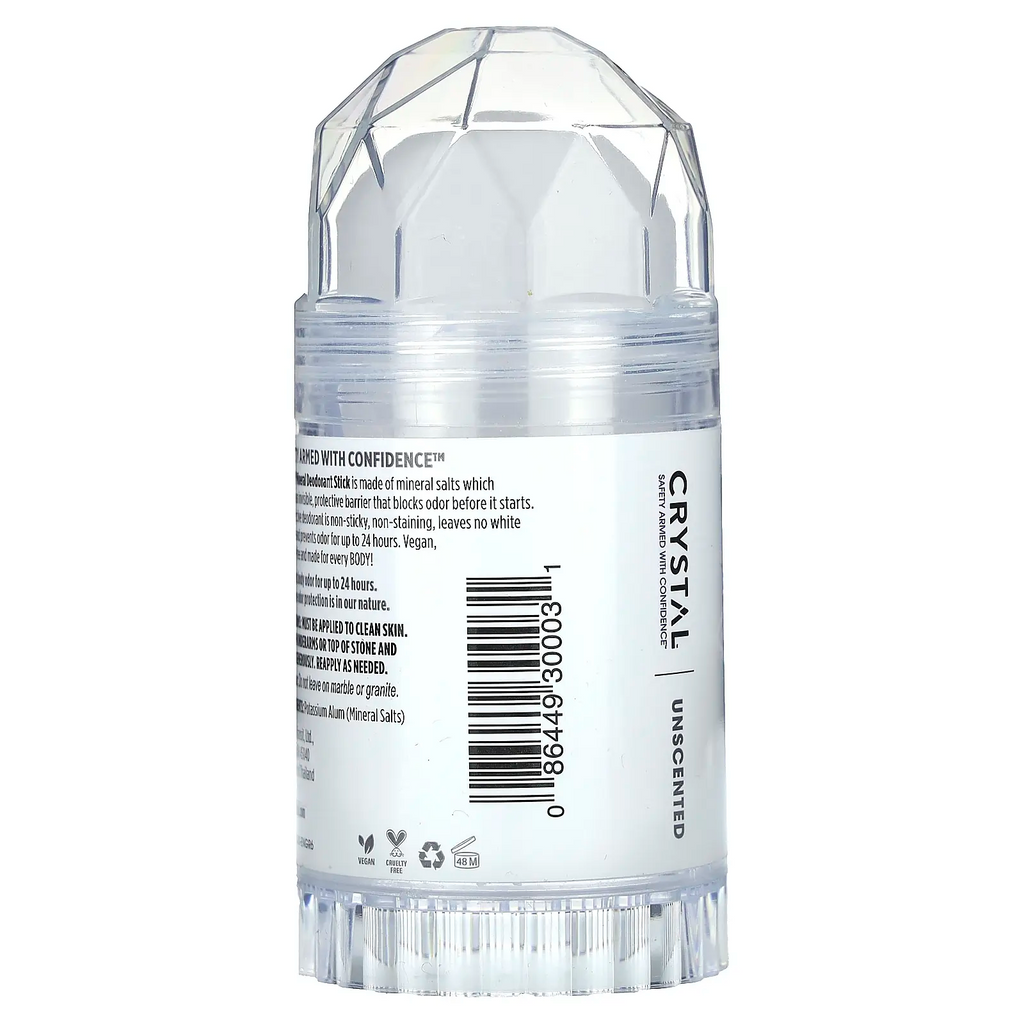 CRYSTAL Mineral Deodorant Stick – Unscented, Aluminum-Free & Vegan | 4.25 oz | 35 Years of Natural Deodorant