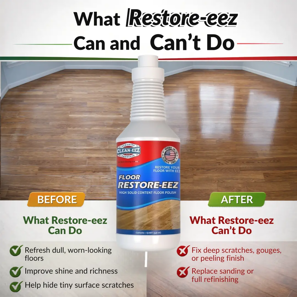 Floor Restore-Eez | High-Solid Floor Polish & Restorer for Wood, Laminate, Vinyl & Bamboo