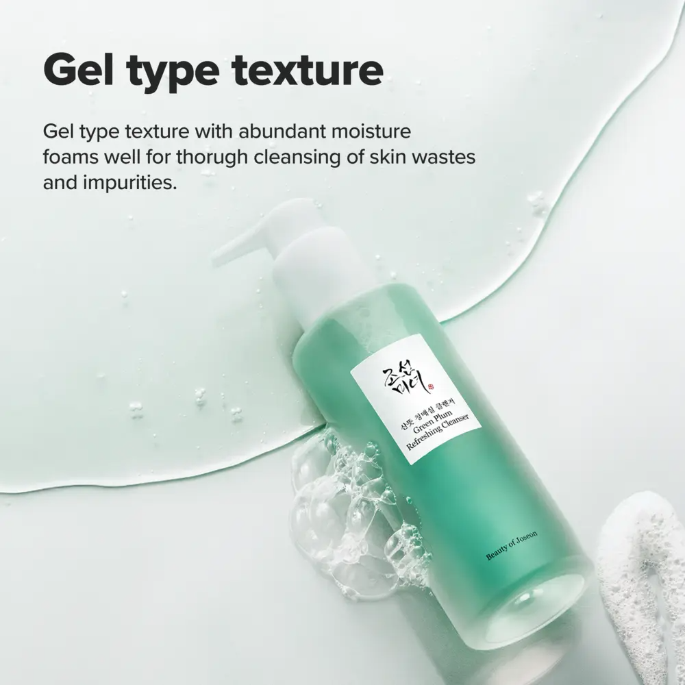Green Plum Refreshing Cleanser 100mL | Herbal Gel Cleanser, Exfoliate Deep Pore Cleansing, Face Wash, For All Skin Types, Korean Skincare