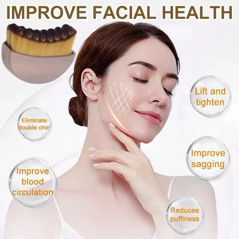 Lymphatic Contour Facial Brush – Ergonomic Jawline Sculpting & Depuffing Dry Brush for Drainage & Circulation