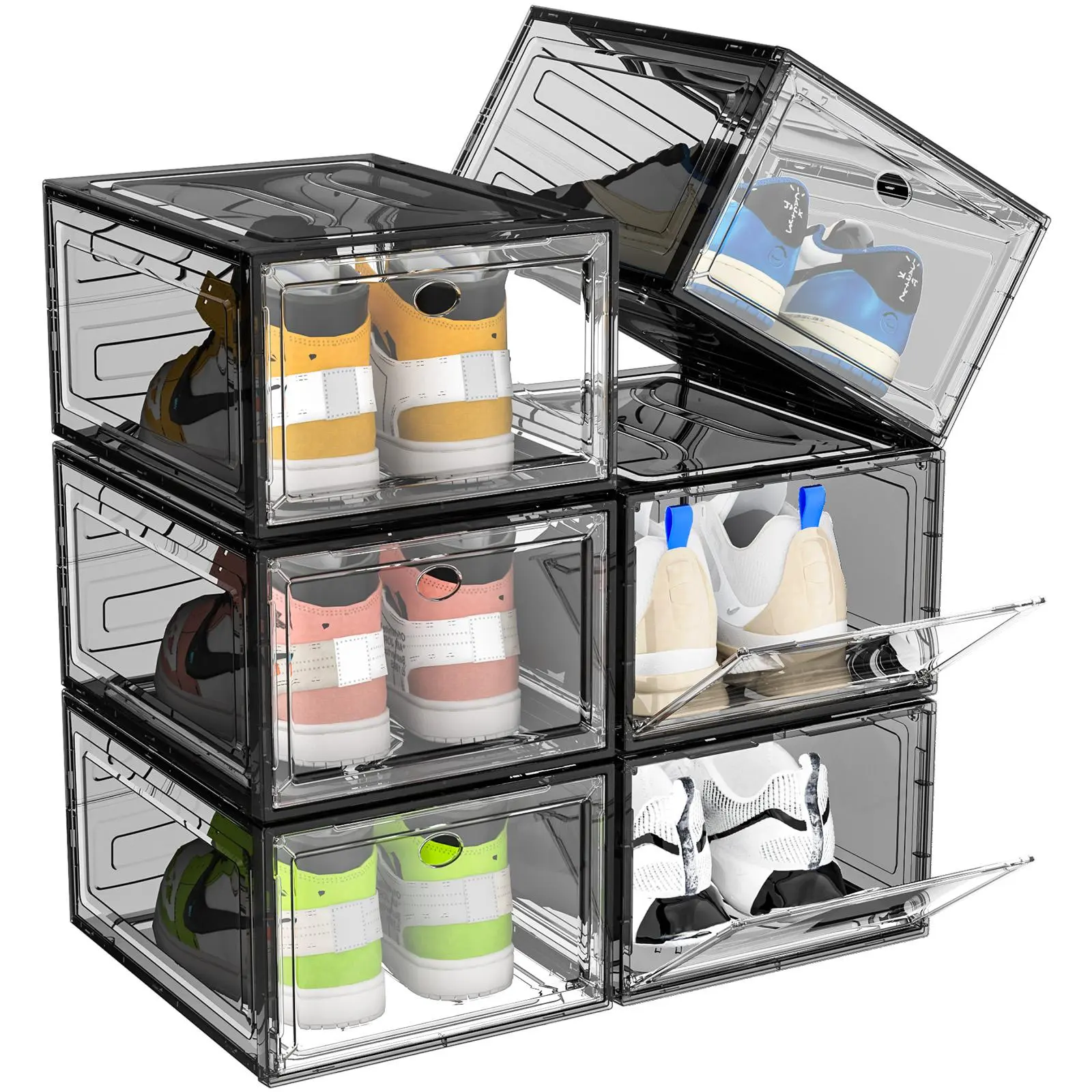 Stackable Shoe Organizer – Dustproof Magnetic Door Storage Box for Sneakers | 6, 12 & 24 Pack