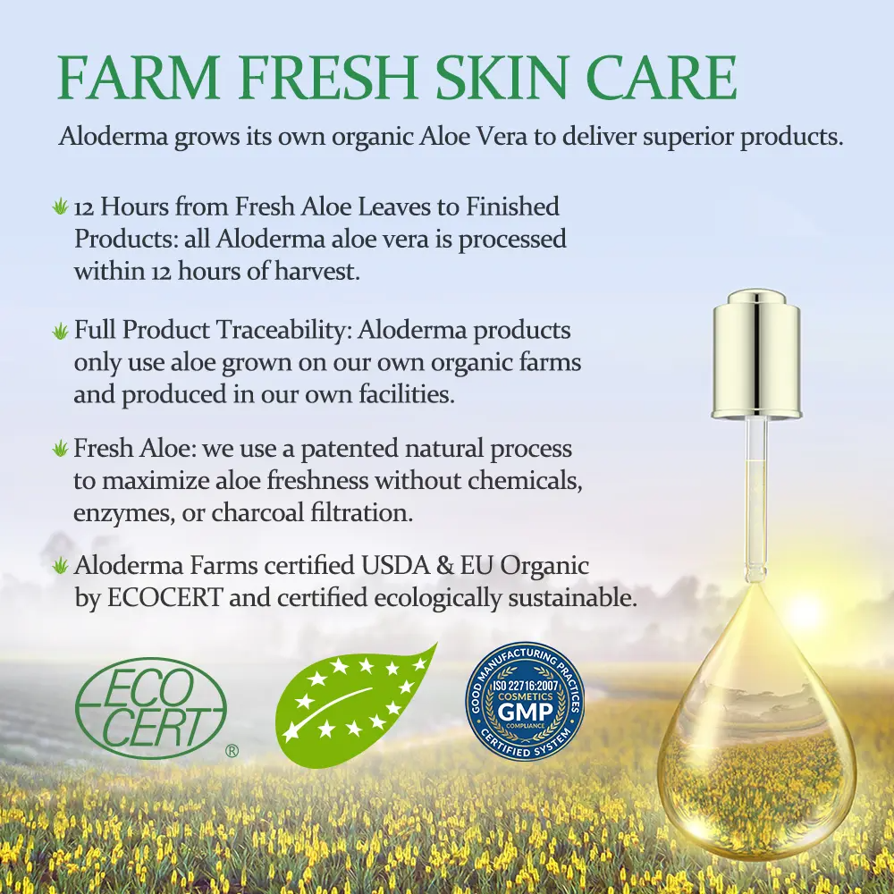 ALODERMA Pure Aloe Vera Gel – 96% Organic Aloe, Harvested Fresh within 12 Hours | 7.05 oz
