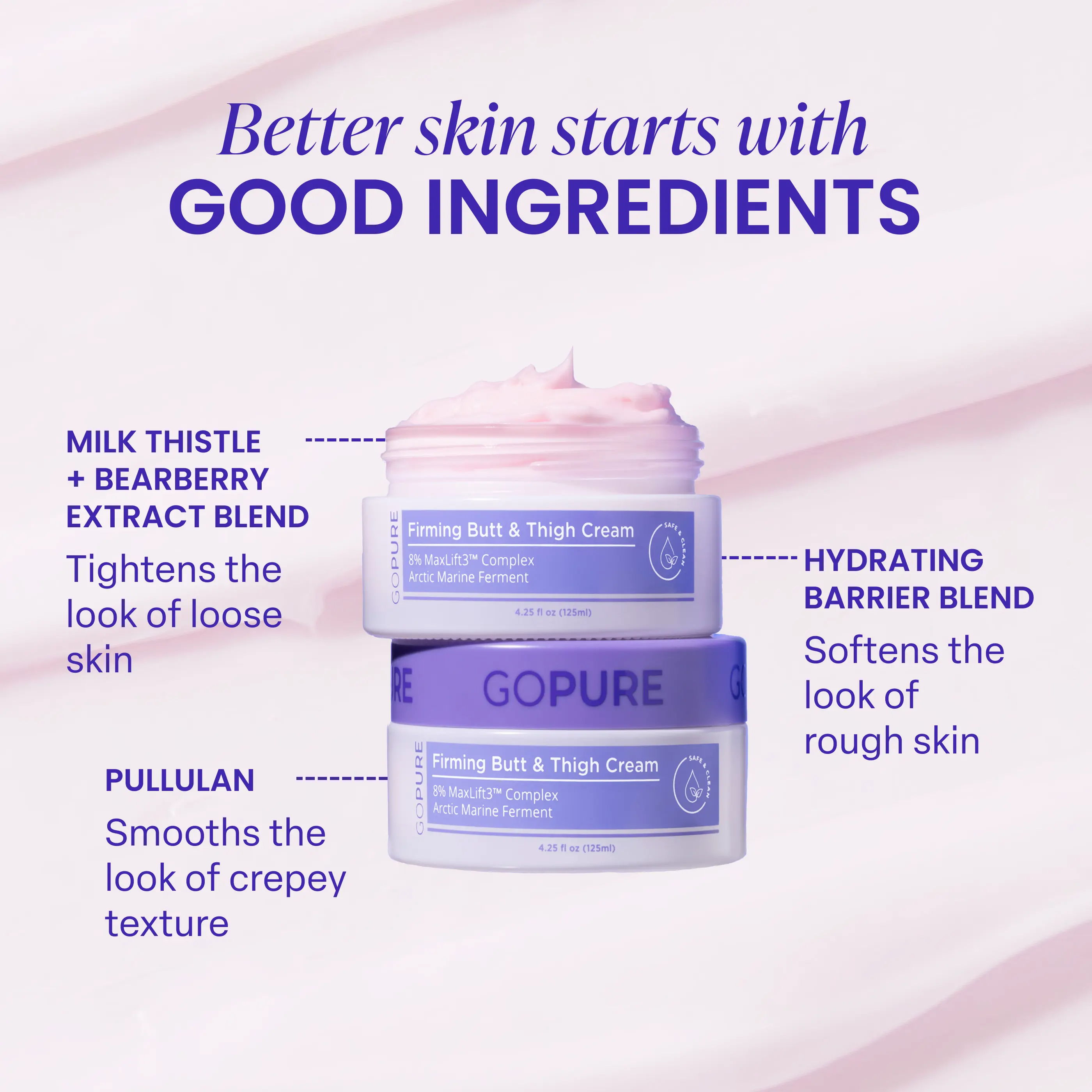 Firming Butt & Thigh Cream – Clinically Tested Body Butter for Stretch Marks, Dimpled Texture & Loose Skin