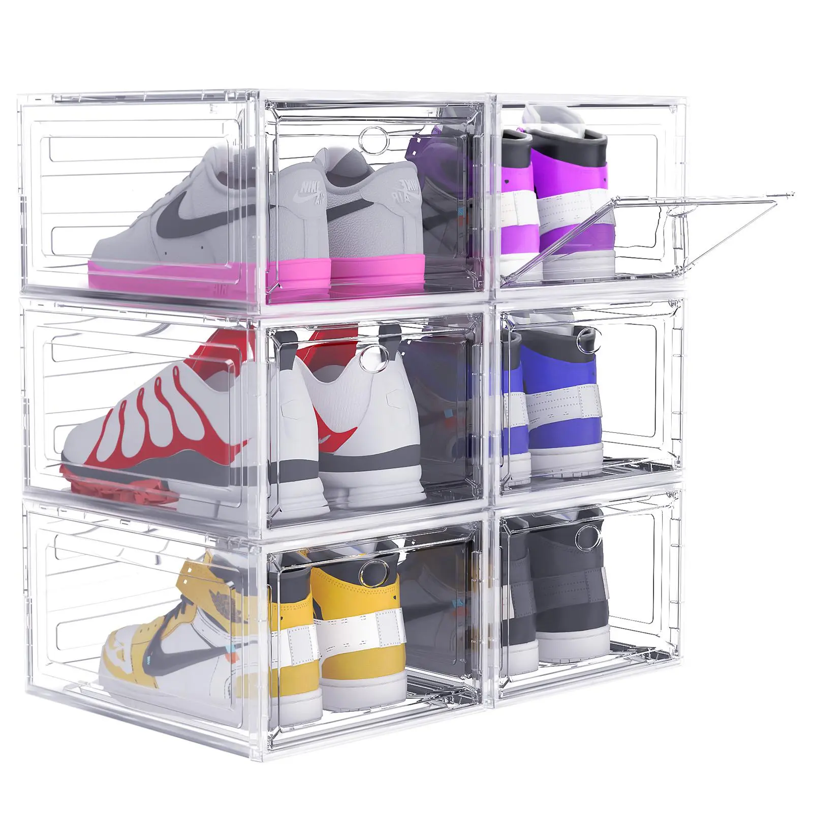 Stackable Shoe Organizer – Dustproof Magnetic Door Storage Box for Sneakers | 6, 12 & 24 Pack