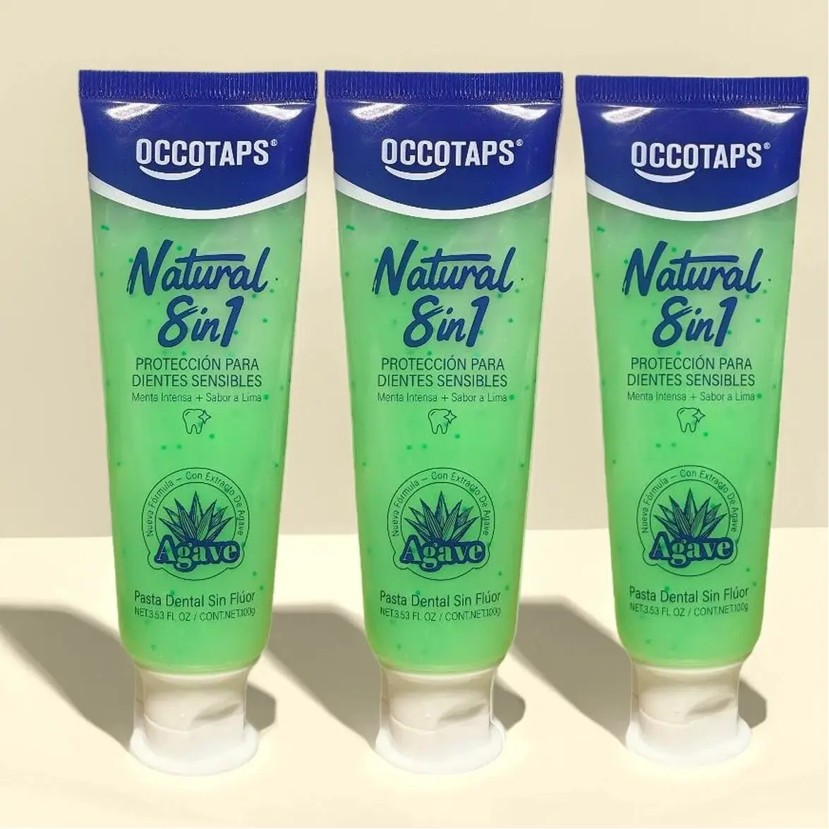 OCCOTAPS Agave Natural Herbal Toothpaste – Blue Agave Extract, Whitening & Enamel Strengthening | Fluoride-Free, Probiotics & Niacinamide