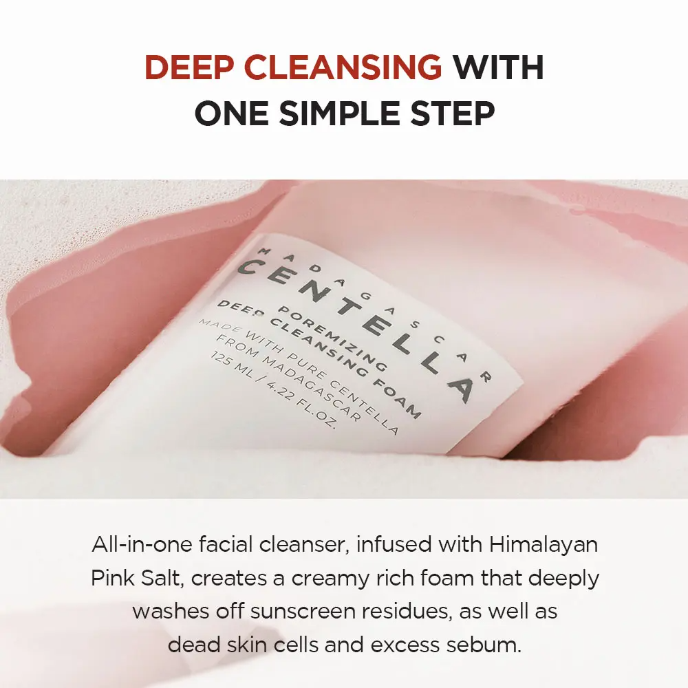 SKIN1004 Madagascar Centella Poremizing Deep Cleansing Foam – Pore Cleansing & Exfoliating with Himalayan Pink Salt | 125ml