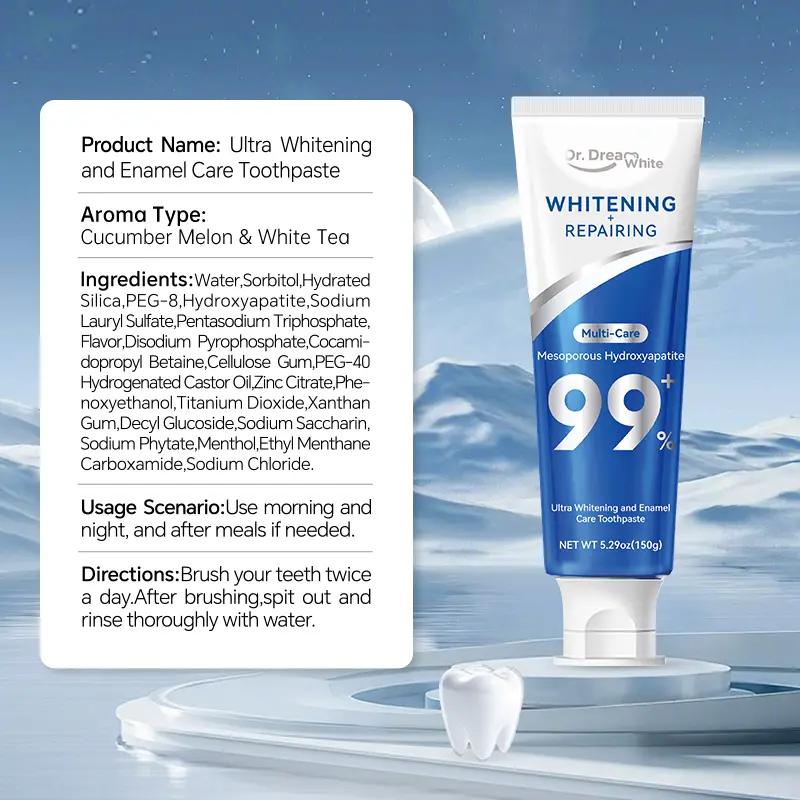 Dr.DreamWhite Nano-Hydroxyapatite Toothpaste – Whitening, Enamel Repair & Anti-Sensitivity | Jasmine Green Tea | 5.29 oz