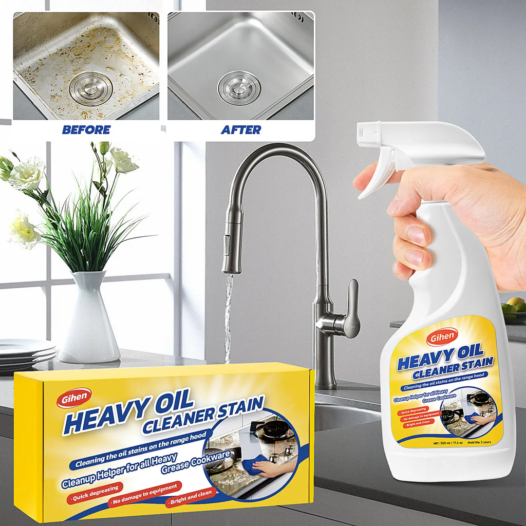 Gihen Multi-Purpose Heavy-Duty Cleaner | Spray & Towel Kit for Kitchen, Oven, Stove, Range Hood & Sink – Cuts Through Grease Fast
