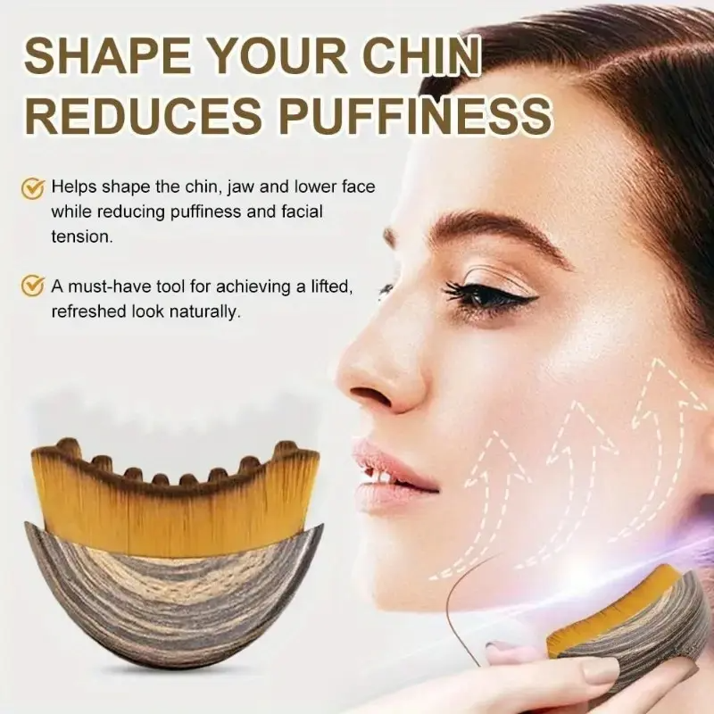 Lymphatic Contour Facial Brush – Ergonomic Jawline Sculpting & Depuffing Dry Brush for Drainage & Circulation