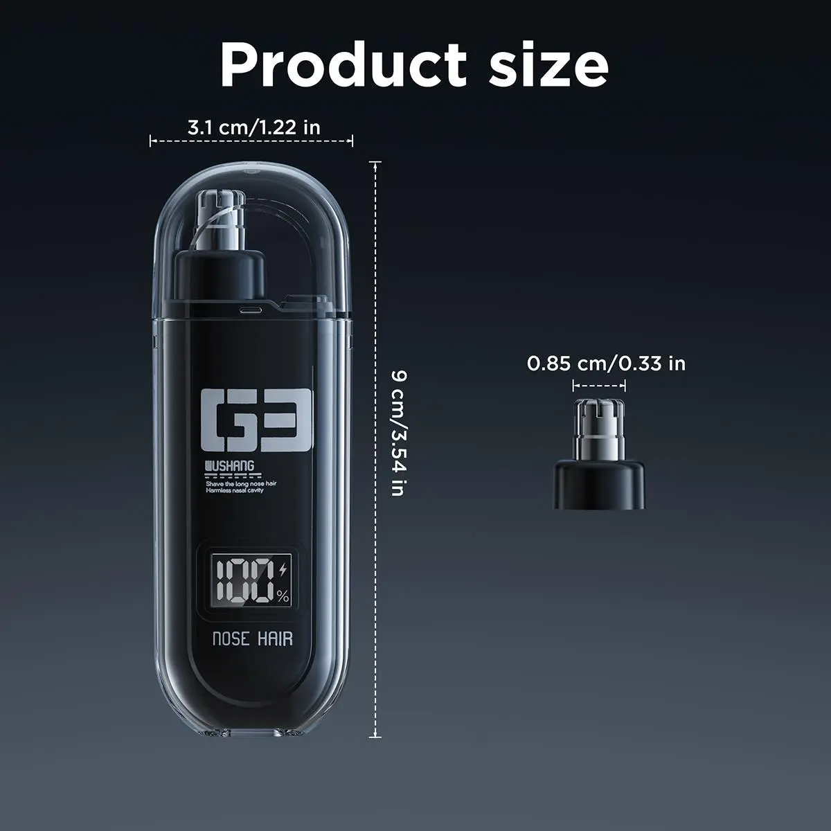 USB Rechargeable Nose & Ear Hair Trimmer – IPX7 Waterproof, LED Display, 360° Dual-Edge Blades | For Men & Women
