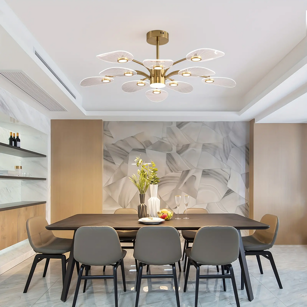 Garwarm Contemporary LED Chandelier – 10-Light Dimmable Sputnik Pendant with Gold Electroplating & Acrylic Shade | Dining Room & Bedroom