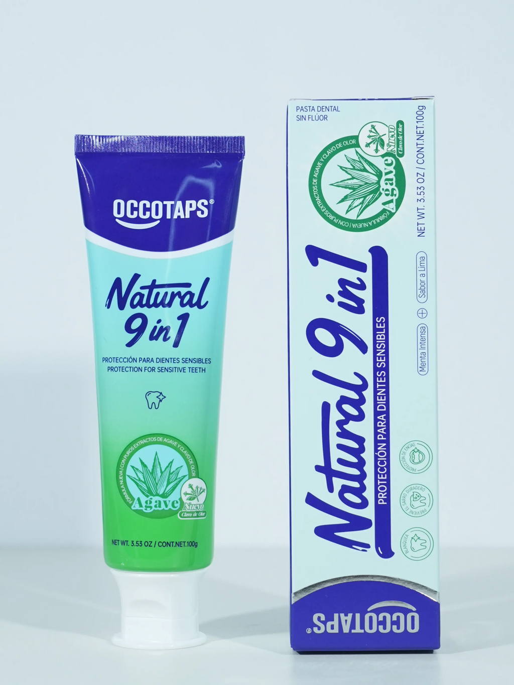 OCCOTAPS Agave Natural Herbal Toothpaste – Blue Agave Extract, Whitening & Enamel Strengthening | Fluoride-Free, Probiotics & Niacinamide