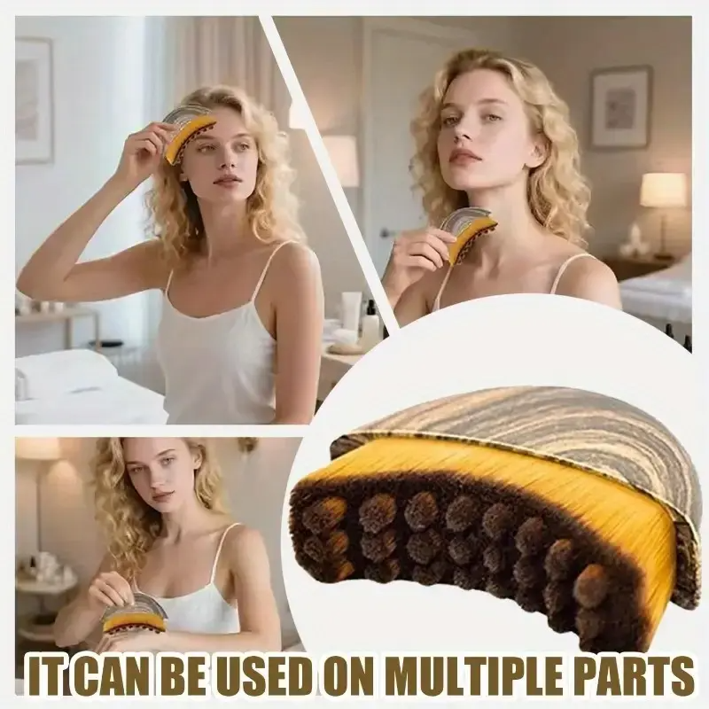 Lymphatic Contour Facial Brush – Ergonomic Jawline Sculpting & Depuffing Dry Brush for Drainage & Circulation
