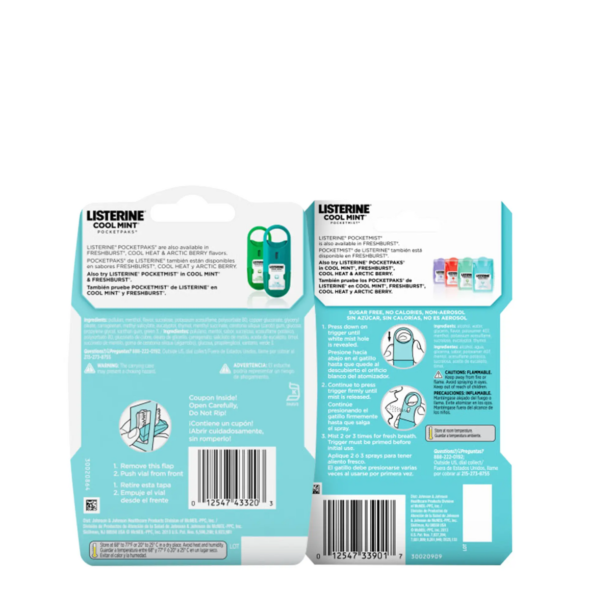 Listerine Duo Pack – PocketPaks Breath Strips + Pocketmist Spray | Cool Mint & Freshburst