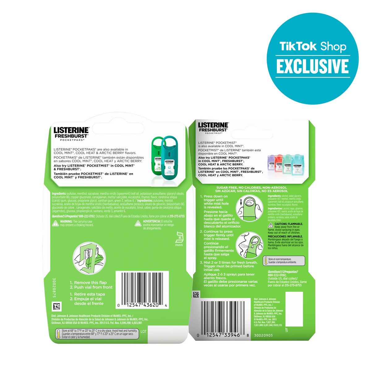 Listerine Duo Pack – PocketPaks Breath Strips + Pocketmist Spray | Cool Mint & Freshburst