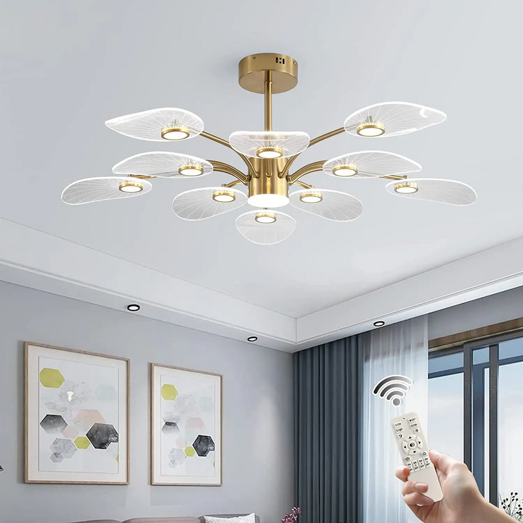 Garwarm Contemporary LED Chandelier – 10-Light Dimmable Sputnik Pendant with Gold Electroplating & Acrylic Shade | Dining Room & Bedroom