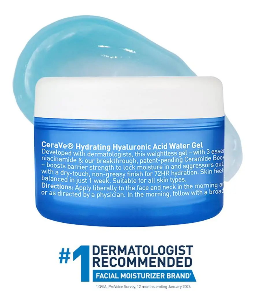 Hydrating HA Water Gel Face Moisturizer – 72HR Hydration with Hyaluronic Acid, Ceramides & Niacinamide | 1.7 oz