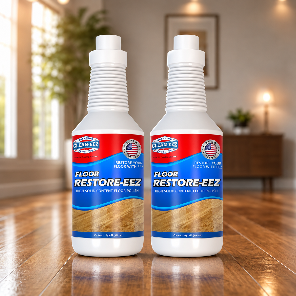 Floor Restore-Eez | High-Solid Floor Polish & Restorer for Wood, Laminate, Vinyl & Bamboo