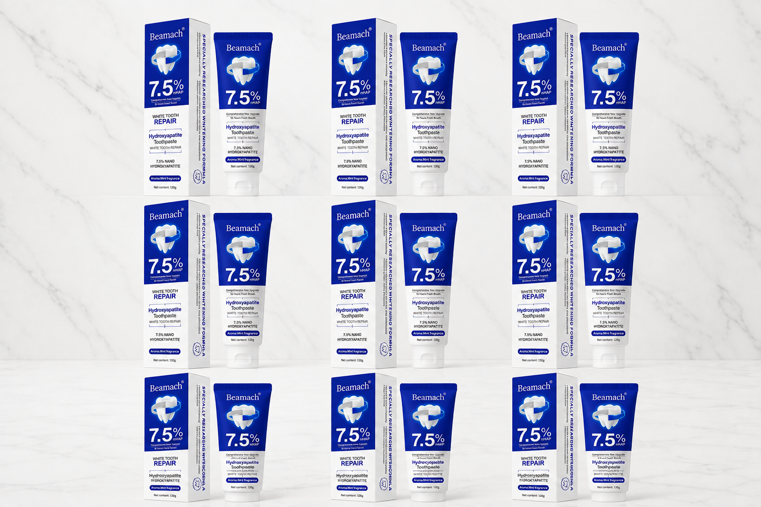 Hydroxyapatite Whitening Toothpaste 3-Pack, Daily Anti-Bacterial Formula for Fresh Breath Boost and Sensitive-Safe Oral Care, Teeth Whitening, Cleansing backtoschool