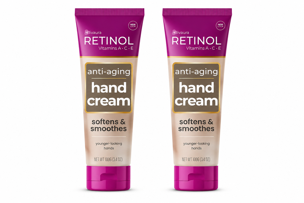 LIVAURA Retinol Anti-Aging Hand Cream – Vitamin A, C & E + Green Tea Extract for Hands, Nails & Cuticles