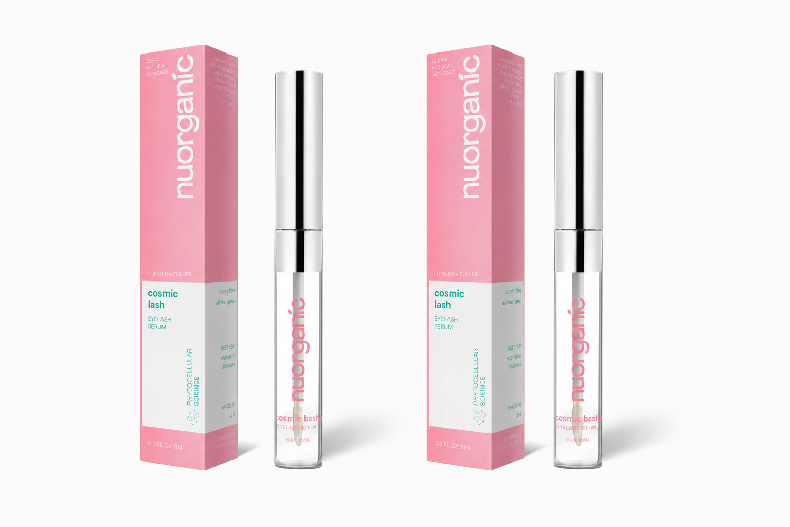 nuorganic Lash & Brow Growth Serum Bundle – Organic Eyelash & Eyebrow Serum for Longer, Thicker Results in 14 Days