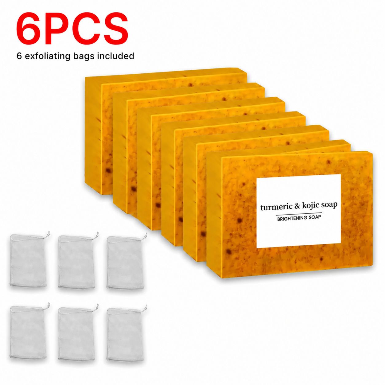Lemon Turmeric Kojic Acid Soap Bar – Dark Spot Remover & Skin Brightening for Face & Body | 3 or 6 Pack